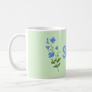 Floral daisy modern personalized cute elegant blue コーヒーマグカップ