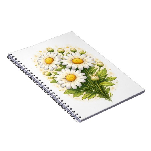 Floral Daisy Spiral Notebook ノートブック (右側)
