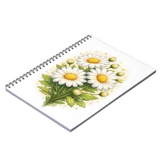 Floral Daisy Spiral Notebook ノートブック (左側)