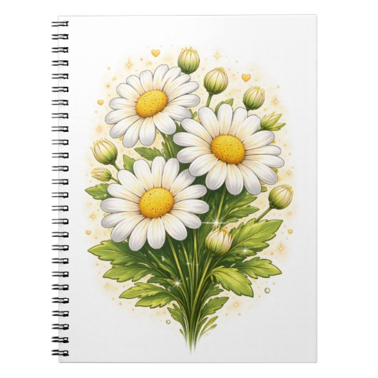 Floral Daisy Spiral Notebook ノートブック (正面)