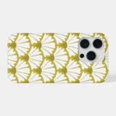 Floral Damask Pattern Olive Green iPhoneケース (裏面横)
