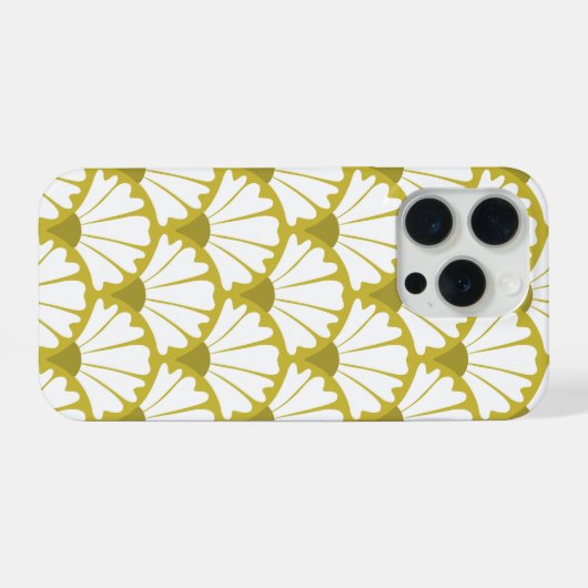 Floral Damask Pattern Olive Green iPhoneケース (裏面横)