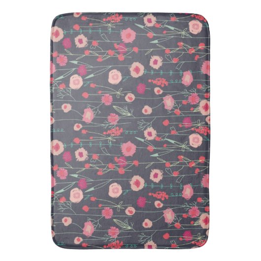 Floral Dark Modern バスマット (正面縦)