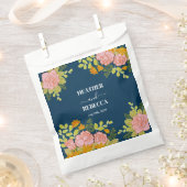 Floral Dark Navy Blue Wedding Botanic Gift フェイバーバッグ (クリップ留めされた状態)