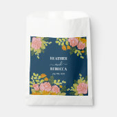 Floral Dark Navy Blue Wedding Botanic Gift フェイバーバッグ (正面)