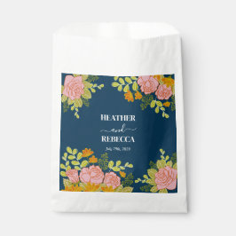 Floral Dark Navy Blue Wedding Botanic Gift フェイバーバッグ
