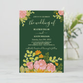 Floral Dark Navy Blue Wedding invitation Botanical 招待状 (スタンド正面)