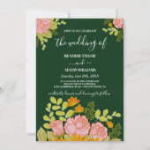 Floral Dark Navy Blue Wedding invitation Botanical 招待状 (正面)