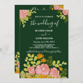 Floral Dark Navy Blue Wedding invitation Botanical 招待状 (正面/裏面)