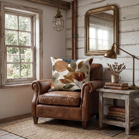 Floral Decorative  rustic leaves Throw Pillow クッション