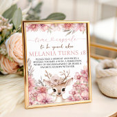 Floral Deer Birthday Time Capsule Sign 台座サイン