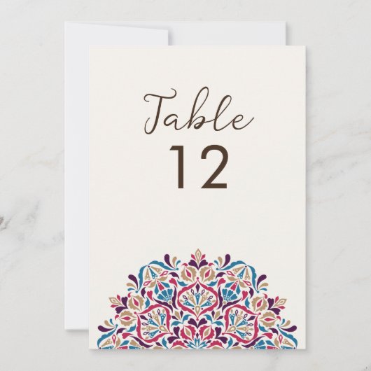 Floral Delight Mandala Wedding Table Number 招待状 (正面)