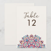 Floral Delight Mandala Wedding Table Number 招待状 (正面/裏面)