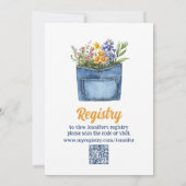 Floral Denim Pocket Yellow Blue Jean Baby Shower 招待状 (裏面)