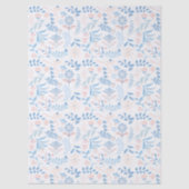 Floral design boho block print blue pink girly 薄葉紙 (正面)