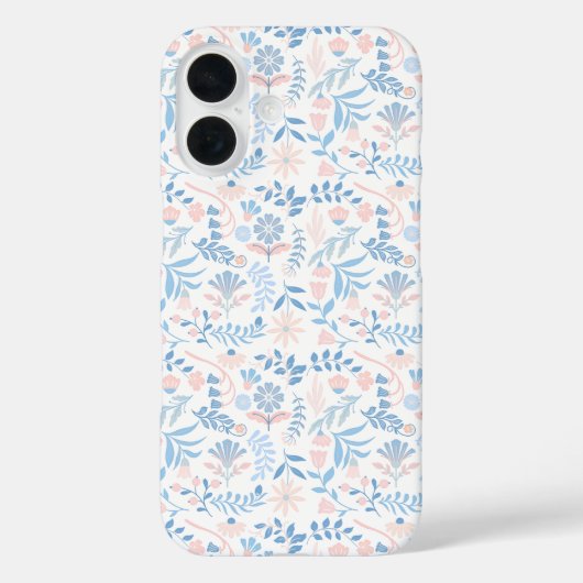 Floral design boho block print blue pink girly Case-Mate iPhoneケース (裏面)