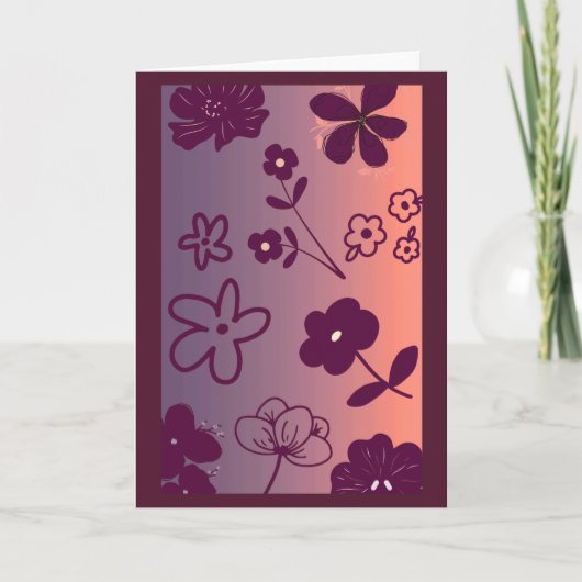 Floral Design print with a touch of pink カード (正面)