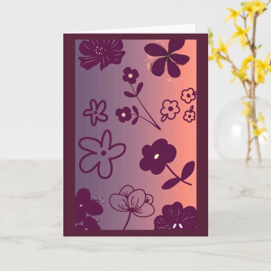 Floral Design print with a touch of pink カード (黄色い花)