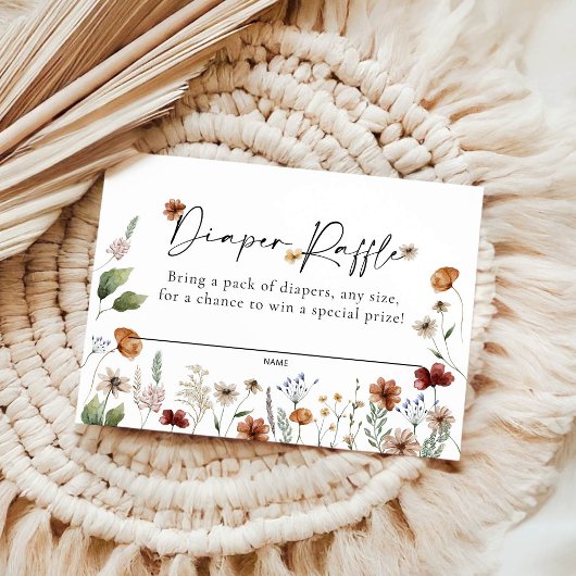 Floral Diaper Raffle Baby Shower Card ノートカード