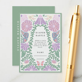 Floral Diaper Raffle Baby Shower Enclosure Card エンクロージャーカード