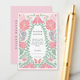 Floral Diaper Raffle Baby Shower Enclosure Card エンクロージャーカード