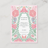 Floral Diaper Raffle Baby Shower Enclosure Card エンクロージャーカード (正面)