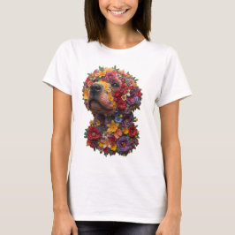 Floral Dog T-Shirt | Cute Flower Puppy Design  Tシャツ