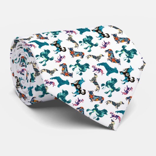 Floral Dogs ネクタイ (ロール)