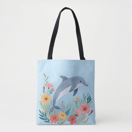 Floral Dolphin トートバッグ (正面)
