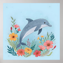 Floral Dolphin ポスター
