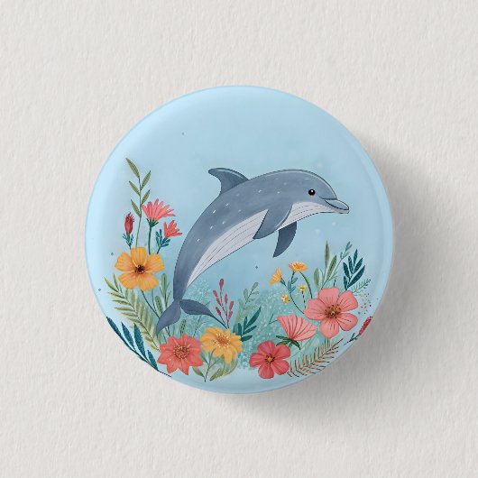 Floral Dolphin 缶バッジ (正面)