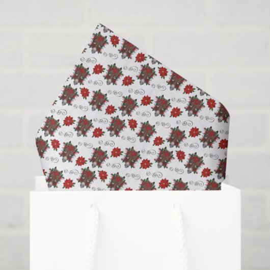 Floral Donkey Christmas Tissue Paper 薄葉紙 (ギフトバッグ)
