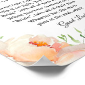 Floral "Don't Say Bride" Bridal Shower Game sign ポスター (角)