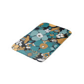 Floral Doodles Aqua Teal Mustard Black White バスマット (アングル)