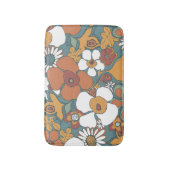 Floral Doodles Teal Sage Terracotta Orange バスマット (正面縦)