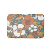 Floral Doodles Teal Sage Terracotta Orange バスマット (正面)