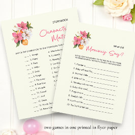 Floral double sided Baby Shower Games チラシ