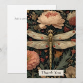 Floral Dragonfly Thank You Card 招待状 (正面/裏面)