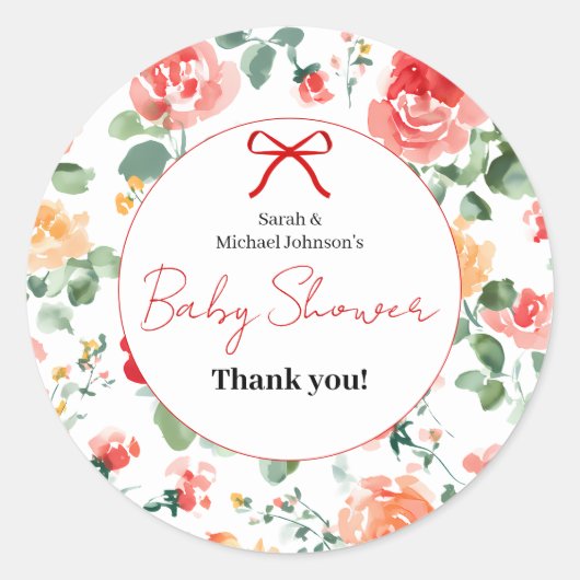 Floral Dream Baby Shower  ラウンドシール (正面)