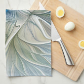 Floral Dream Pattern Abstract Blue Khaki Fractal キッチンタオル (四つ折り)