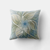 Floral Dream Pattern Abstract Blue Khaki Fractal クッション (裏面)