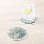 Floral Dream Pattern Abstract Blue Khaki Fractal コースター (側面)