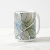 Floral Dream Pattern Abstract Blue Khaki Fractal コーヒーマグカップ (正面右)