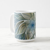 Floral Dream Pattern Abstract Blue Khaki Fractal コーヒーマグカップ (正面左)