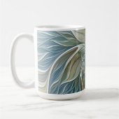 Floral Dream Pattern Abstract Blue Khaki Fractal コーヒーマグカップ (左)