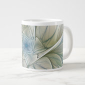 Floral Dream Pattern Abstract Blue Khaki Fractal ジャンボコーヒーマグカップ (正面右)