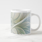 Floral Dream Pattern Abstract Blue Khaki Fractal ジャンボコーヒーマグカップ (右)