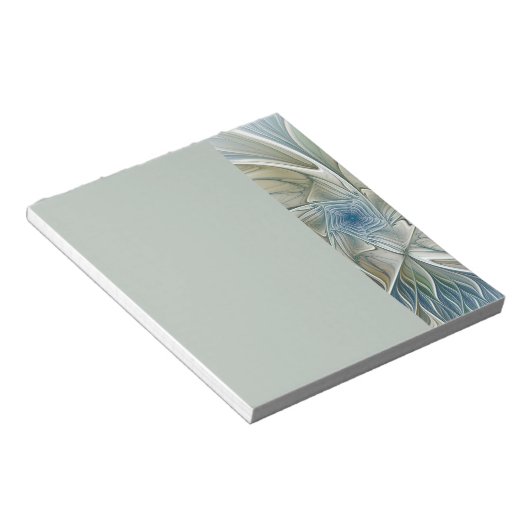 Floral Dream Pattern Abstract Blue Khaki Fractal ノートパッド (アングル)