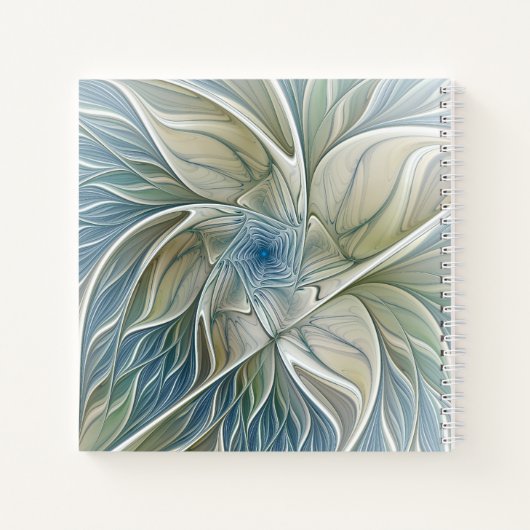 Floral Dream Pattern Abstract Blue Khaki Fractal ノートブック (裏面)