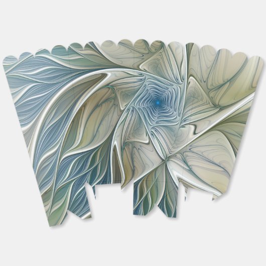 Floral Dream Pattern Abstract Blue Khaki Fractal フェイバーボックス (見開き)